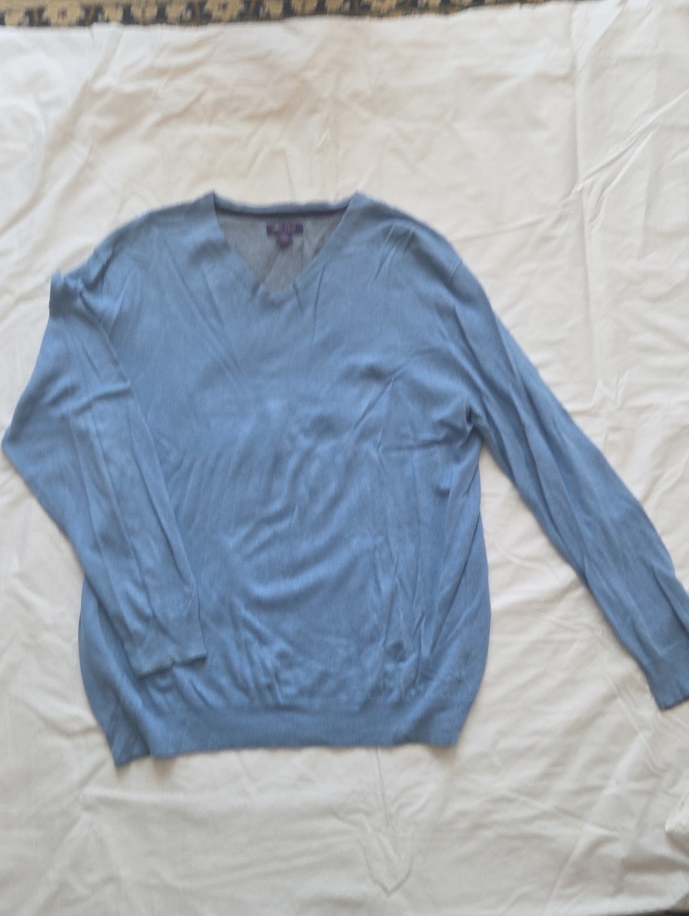 Alan Flusser Light Blue V-Neck Sweater